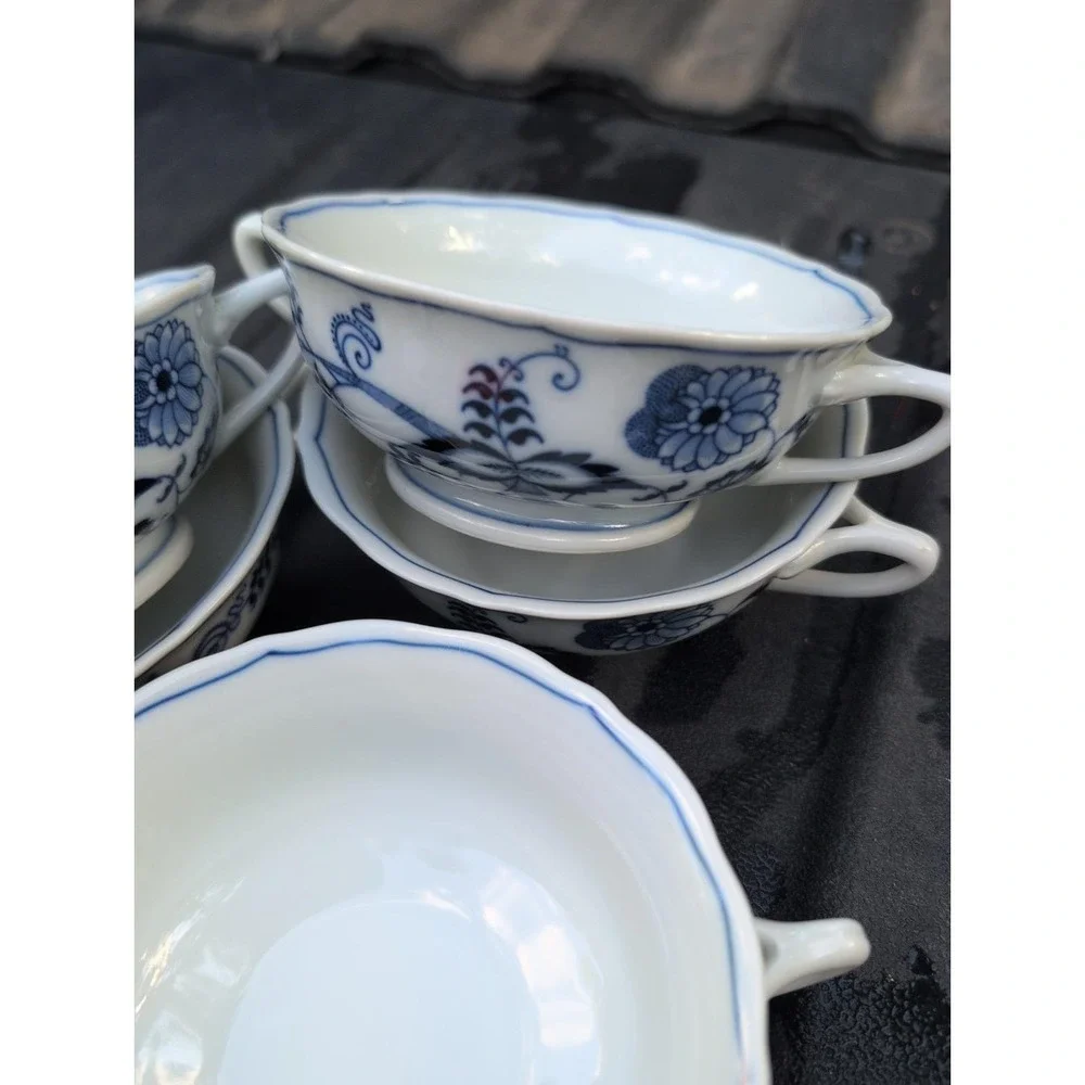 Lot Of 9 Vintage Blue Danube Cream Soup Bowls 5